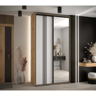 Šatní skříň YVONA 7 - 130/45 cm, dub artisan / bílá / černá