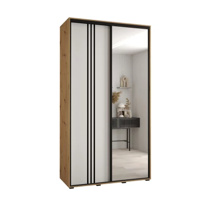 Šatní skříň YVONA 7 - 130/45 cm, dub artisan / bílá / černá