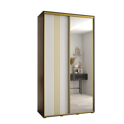 Šatní skříň YVONA 7 - 130/45 cm, černá / bílá / zlatá