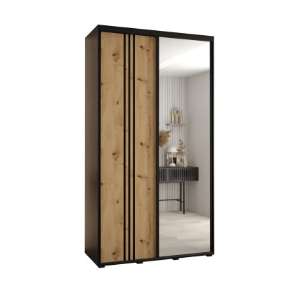 Šatní skříň YVONA 7 - 130/45 cm, černá / dub artisan / černá