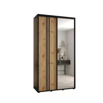 Šatní skříň YVONA 7 - 130/45 cm, černá / dub artisan / černá
