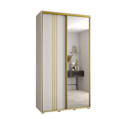 Šatní skříň YVONA 7 - 130/45 cm, bílá / zlatá