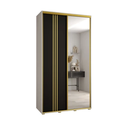 Šatní skříň YVONA 7 - 130/45 cm, bílá / černá / zlatá
