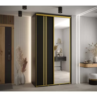 Šatní skříň YVONA 7 - 140/45 cm, černá / zlatá