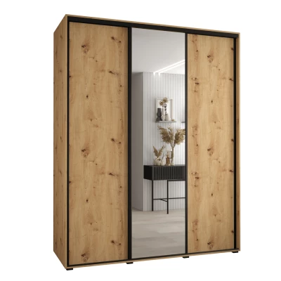 Šatní skříň YVONA 3 - 190/60 cm, dub artisan / černá