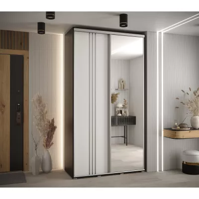 Šatní skříň YVONA 7 - 140/45 cm, černá / bílá / stříbrná