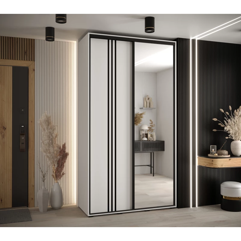 Šatní skříň YVONA 7 - 140/45 cm, bílá / černá