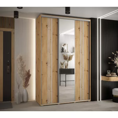 Šatní skříň YVONA 7 - 150/45 cm, dub artisan / stříbrná