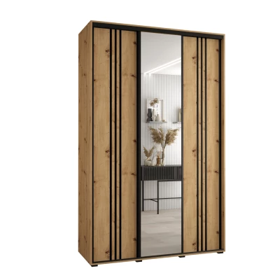 Šatní skříň YVONA 7 - 150/45 cm, dub artisan / černá