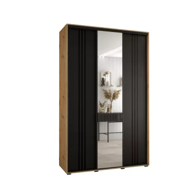 Šatní skříň YVONA 7 - 150/45 cm, dub artisan / černá / černá
