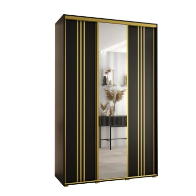 Šatní skříň YVONA 7 - 150/45 cm, černá / zlatá