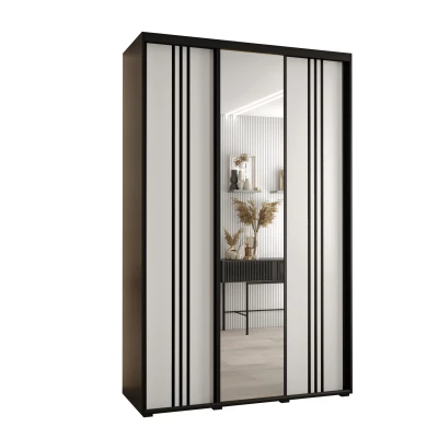 Šatní skříň YVONA 7 - 150/45 cm, černá / bílá / černá