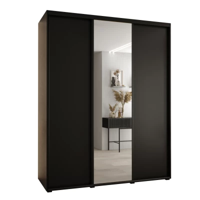 Šatní skříň YVONA 3 - 200/60 cm, černá / černá
