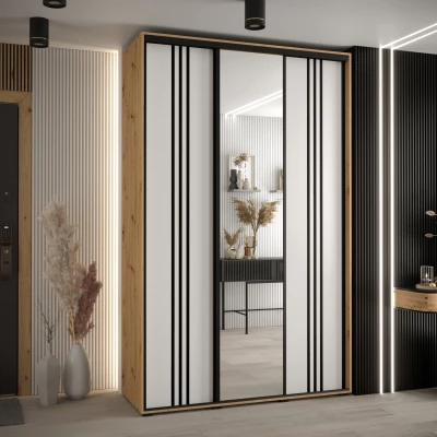 Šatní skříň YVONA 7 - 160/45 cm, dub artisan / bílá / černá