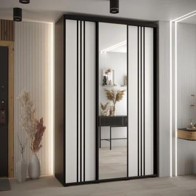 Šatní skříň YVONA 7 - 160/45 cm, černá / bílá / černá