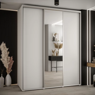 Šatní skříň YVONA 3 - 200/60 cm, bílá / stříbrná