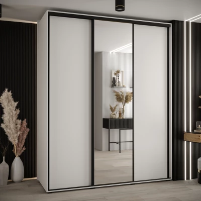 Šatní skříň YVONA 3 - 200/60 cm, bílá / černá