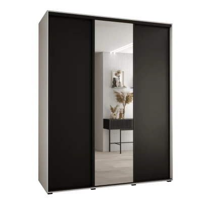 Šatní skříň YVONA 3 - 200/60 cm, bílá / černá / černá