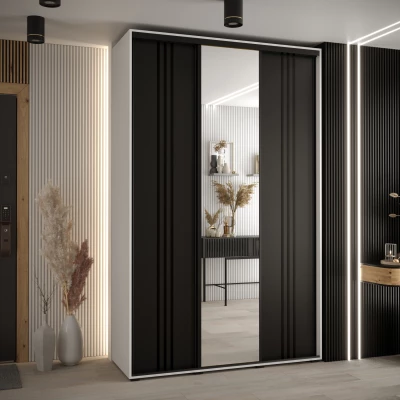 Šatní skříň YVONA 7 - 160/45 cm, bílá / černá / černá