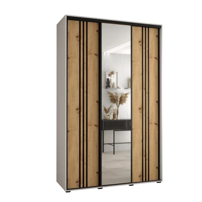 Šatní skříň YVONA 7 - 160/45 cm, bílá / dub artisan / černá