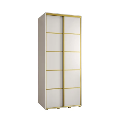 Šatní skříň YVONA 4 - 100/60 cm, bílá / zlatá