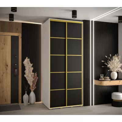 Šatní skříň YVONA 4 - 100/60 cm, bílá / černá / zlatá