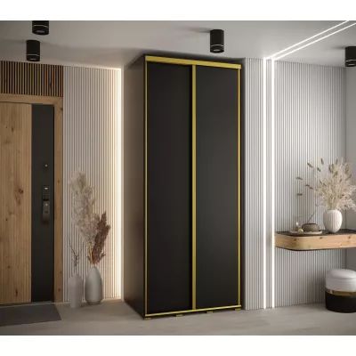 Šatní skříň YVONA 4 - 110/60 cm, černá / zlatá