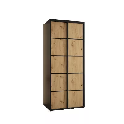 Šatní skříň YVONA 4 - 110/60 cm, černá / dub artisan / černá