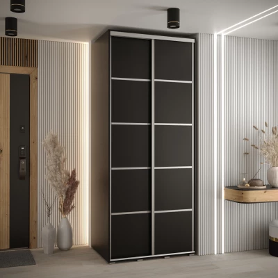 Šatní skříň YVONA 4 - 120/60 cm, černá / stříbrná