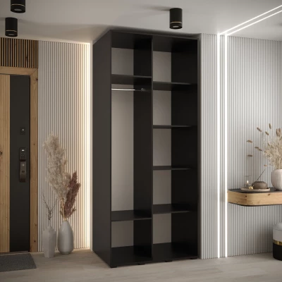 Šatní skříň YVONA 4 - 120/60 cm, černá / stříbrná