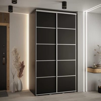 Šatní skříň YVONA 4 - 130/60 cm, černá / stříbrná