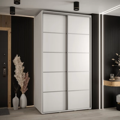 Šatní skříň YVONA 4 - 130/60 cm, bílá / stříbrná