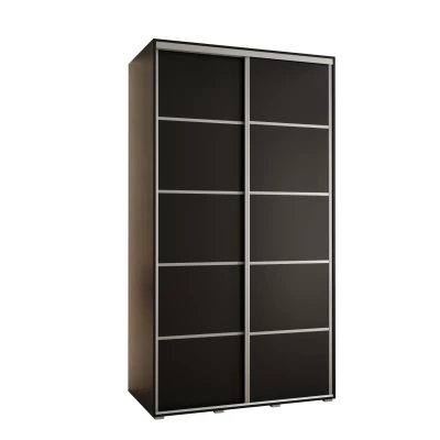 Šatní skříň YVONA 4 - 140/60 cm, černá / stříbrná