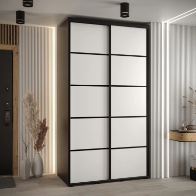 Šatní skříň YVONA 4 - 140/60 cm, černá / bílá / černá