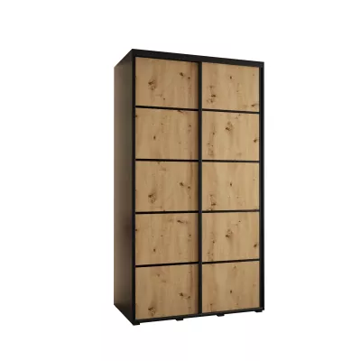 Šatní skříň YVONA 4 - 140/60 cm, černá / dub artisan / černá