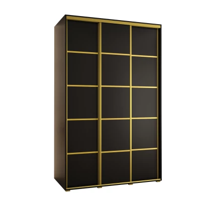 Šatní skříň YVONA 4 - 150/60 cm, černá / zlatá