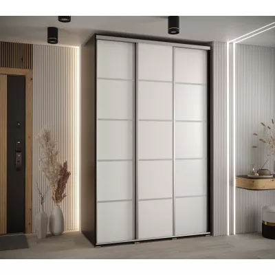 Šatní skříň YVONA 4 - 150/60 cm, černá / bílá / stříbrná