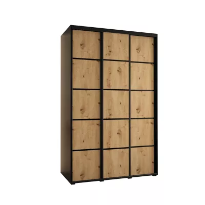 Šatní skříň YVONA 4 - 150/60 cm, černá / dub artisan / černá