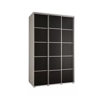 Šatní skříň YVONA 4 - 150/60 cm, bílá / černá / stříbrná