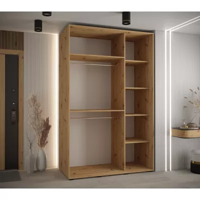 Šatní skříň YVONA 4 - 150/60 cm, dub artisan / stříbrná