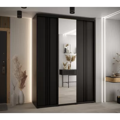 Šatní skříň YVONA 7 - 170/45 cm, černá / černá