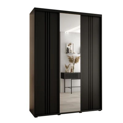 Šatní skříň YVONA 7 - 170/45 cm, černá / černá