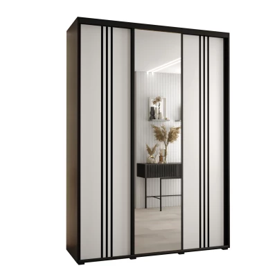 Šatní skříň YVONA 7 - 170/45 cm, černá / bílá / černá