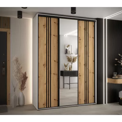 Šatní skříň YVONA 7 - 170/45 cm, bílá / dub artisan / černá