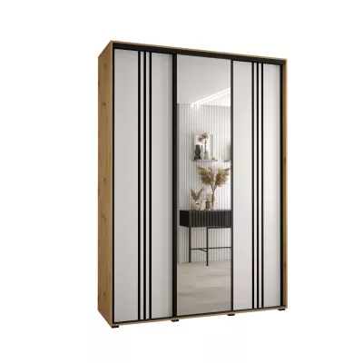 Šatní skříň YVONA 7 - 180/45 cm, dub artisan / bílá / černá