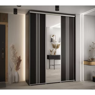 Šatní skříň YVONA 7 - 180/45 cm, černá / stříbrná