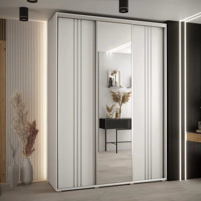 Šatní skříň YVONA 7 - 180/45 cm, bílá / stříbrná