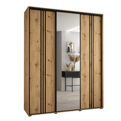 Šatní skříň YVONA 7 - 190/45 cm, dub artisan / černá