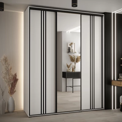 Šatní skříň YVONA 7 - 200/45 cm, bílá / černá