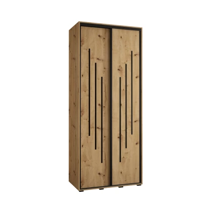 Šatní skříň YVONA 8 - 100/45 cm, dub artisan / černá